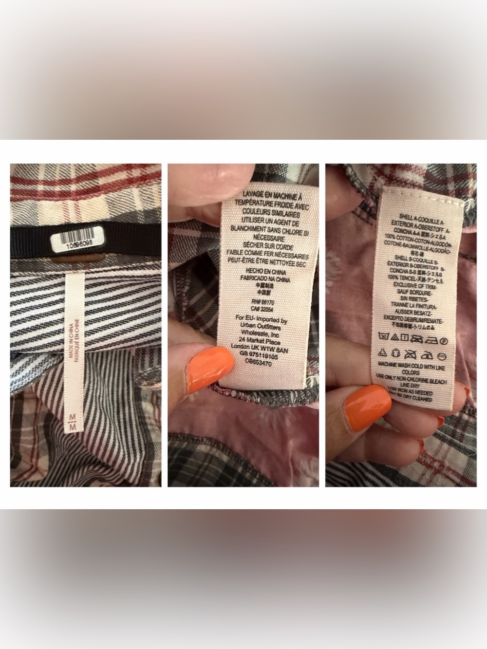 Free People All Patched Up Button Down Shirt Patchwork Plaid Floral Oversized M - Picture 15 of 15